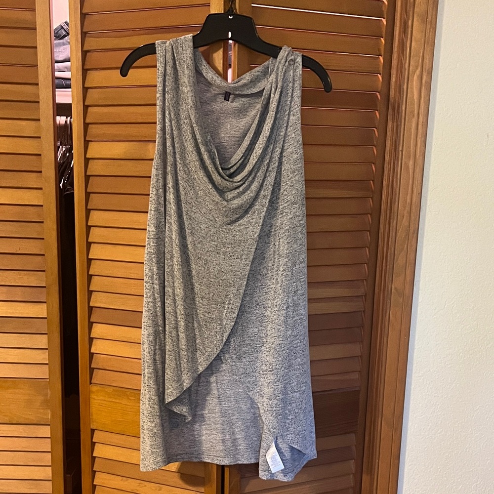 Olivia Sky Heather Gray Drape Front Top